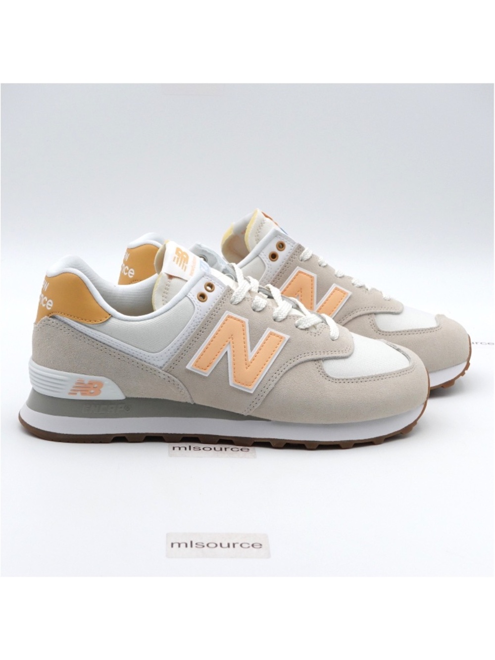 NEW Size 9.5 WIDE D Women's New Balance 574 Suede Sneakers WL574COR Timberwolf - Picture 3 of 7